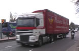 heavy lorry & motorcyclist